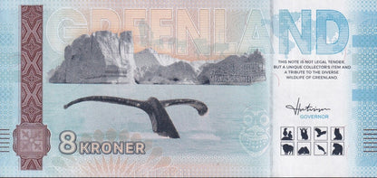 Greenland Souvenir Note 8 Krone Polar Bear UNC Test Note