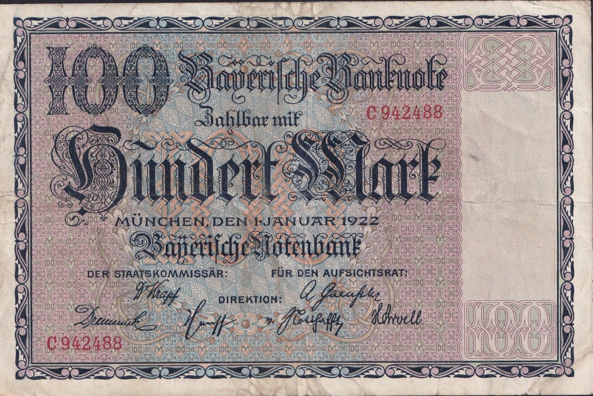 Germany 100 Mark 1922 P S923 Circulated