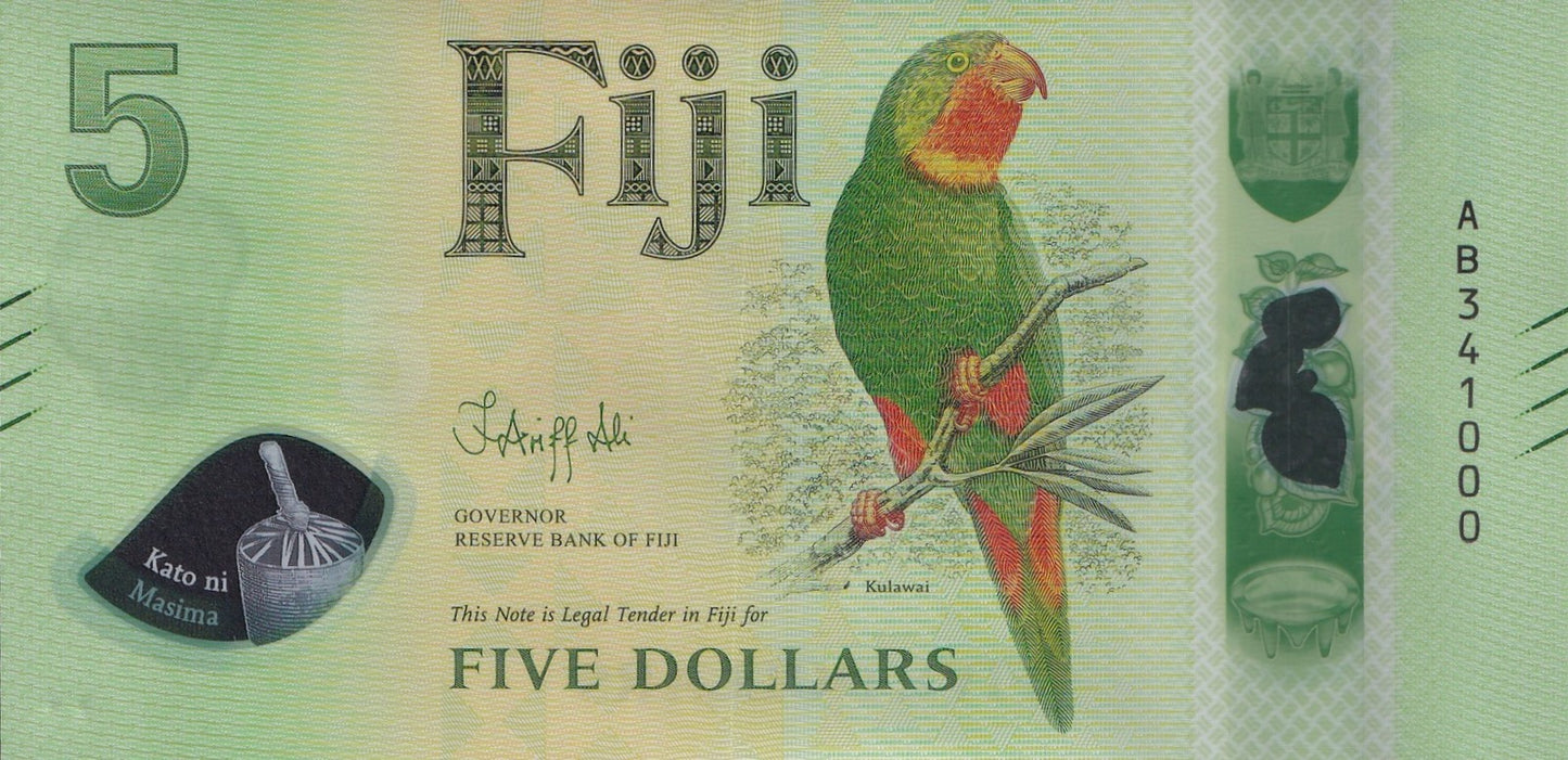 Fiji 5 Dollars 2026 P New Design Polymer UNC
