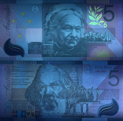 Australia 5 Dollars 1901-2001 P 56b Polymer UNC COMM. AA Prefix With Folder