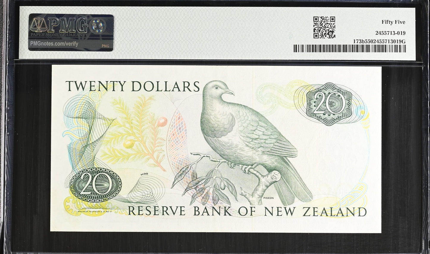 New Zealand Reserve Bank 20 Dollars ND (1985-89) P 173b AU PMG 55