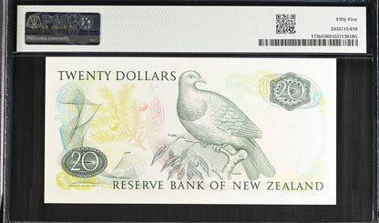 New Zealand Reserve Bank 20 Dollars ND (1985-89) P 173b AU PMG 55