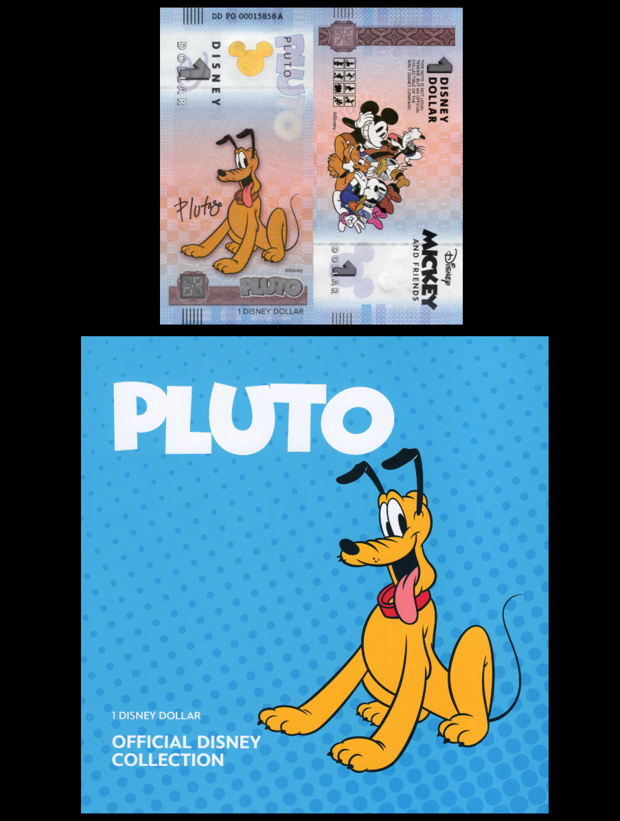 Disney Official Mickey Mouse & Frinds 1 Dollar 2025 Pluto UNC With Folder