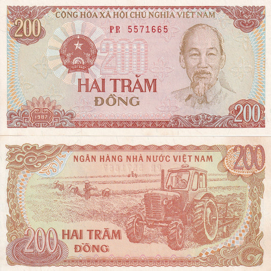 Viet Nam Vietnam 200 Dong 1987 P 100c(2) UNC FOXING