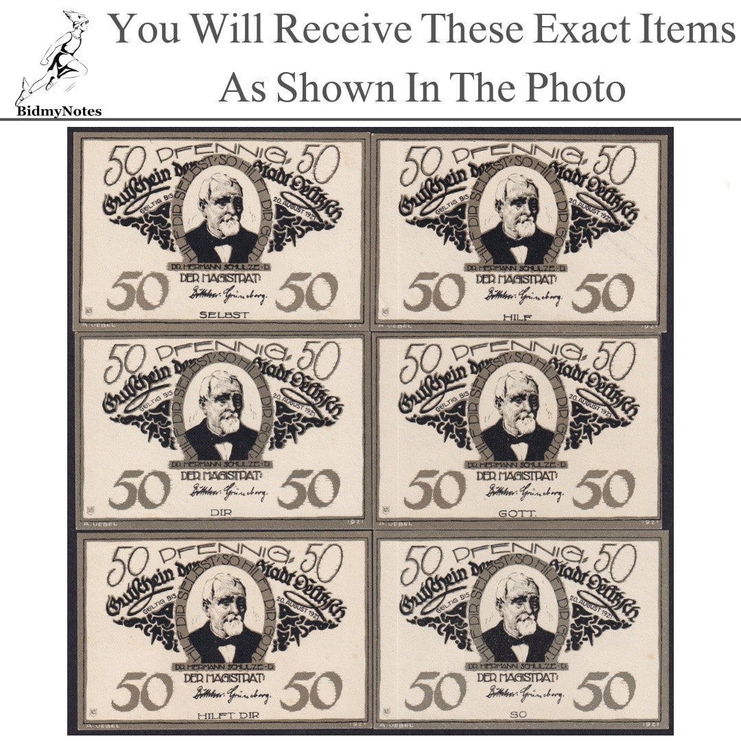 Germany Notgeld DELTZSCH 50 Pfennig 1921 Set 6 pcs