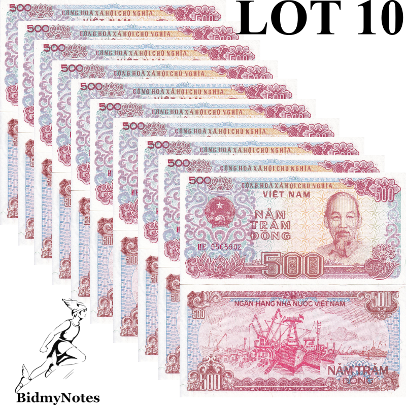 Viet Nam Vietnam 500 Dong 1988 P 101 UNC 1/10 Bundle LOT 10 pcs
