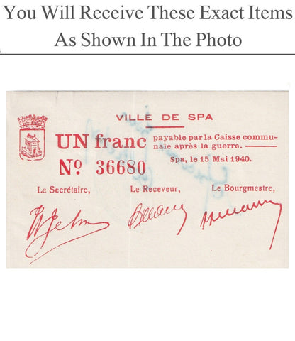Belgium Notgeld SPA 1 Francs 1940
