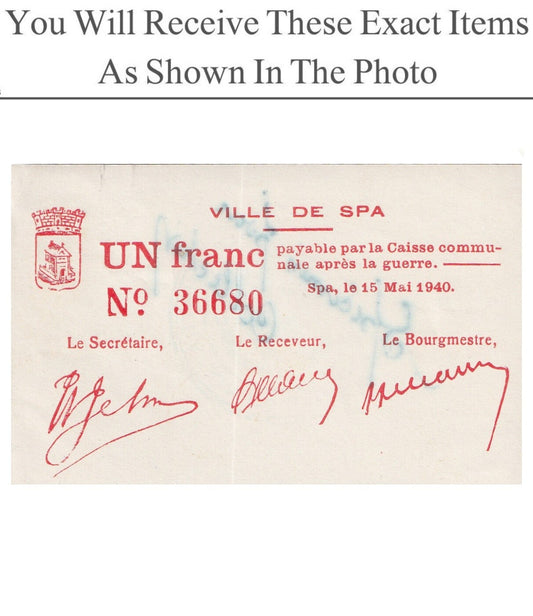 Belgium Notgeld SPA 1 Francs 1940