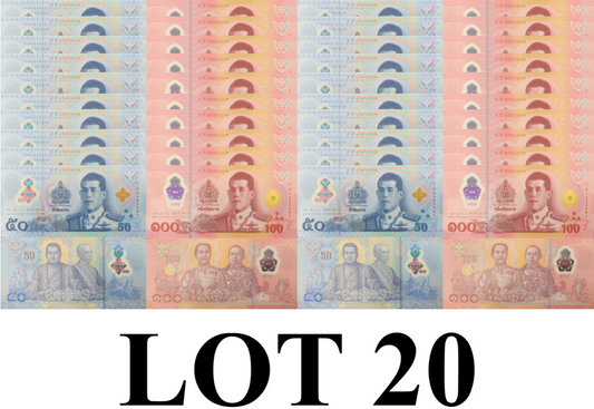 Thailand 50 100 Baht ND 2025 P 146 147 NEW Polymer UNC Set 2 LOT 20