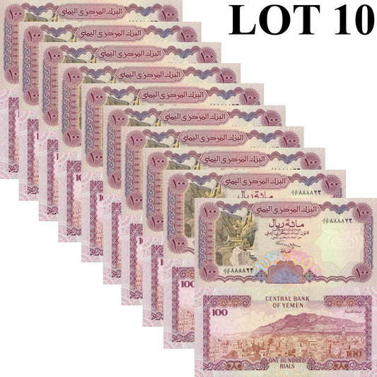 Yemen 100 Rials ND 1993 P 28(2) UNC 1/10 Bundle Lot 10 pcs