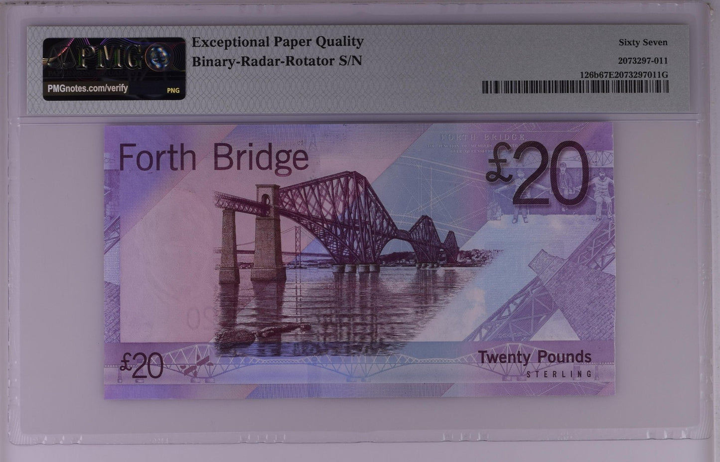 Scotland 20 Pounds 2009 P 126b UNC PMG 67 EPQ Binary-Radar-Rotator 2nd TOP POP