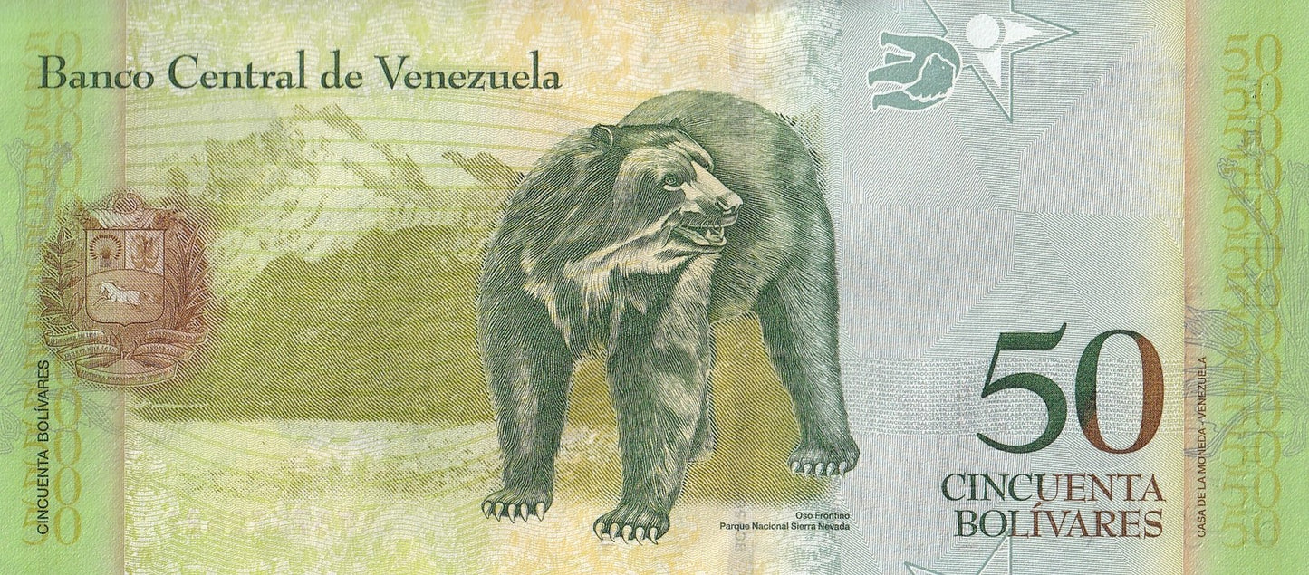 Venezuela 50 Bolivares 2015 P 92k UNC