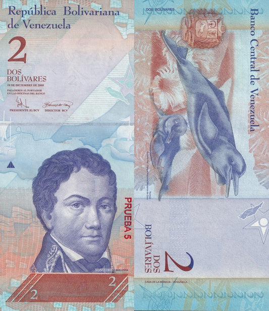 Venezuela 2 Bolivars 2008 P 88 UNC SPECIMEN