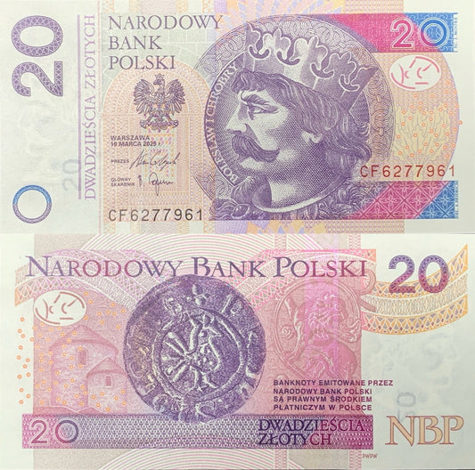 Poland 20 Zlotych 2025 P 184 NEW Date & Sign UNC