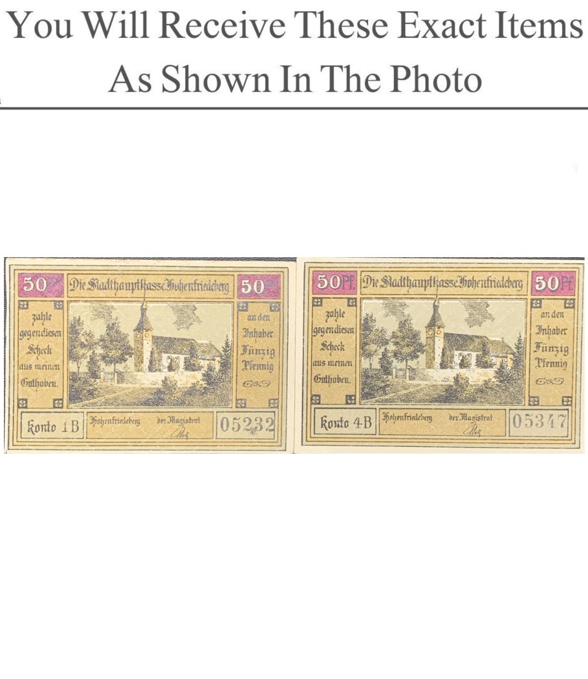Germany Notgeld HOHENFRIEDEBERG 50 Pfenning 1922 Set 2 pcs