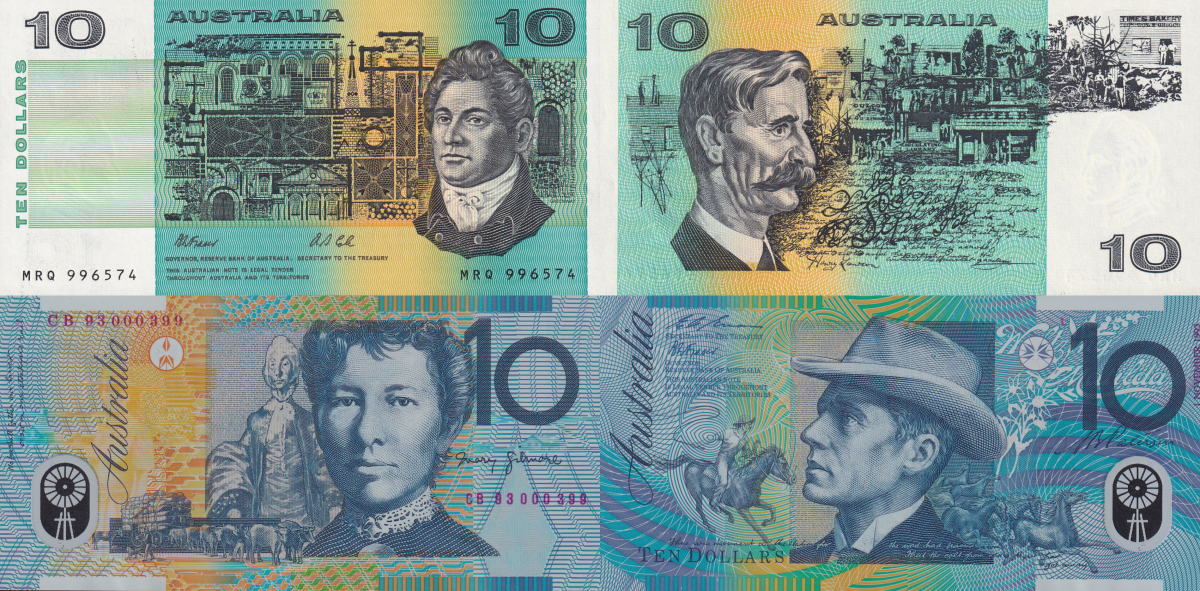 Australia 10 Dollars 1991-1993 P 45g 52a Paper Polymer UNC Set 2 pcs With Folder