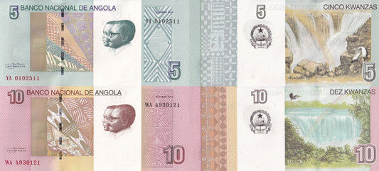 Angola 5 10 Kwanzas 2012 P 151A 151B UNC Set 2 pcs
