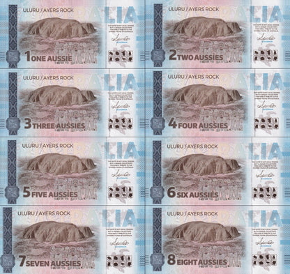 Australia Parliamentary Monarchy Note Full Set UNC Test Note Set 8 pcs