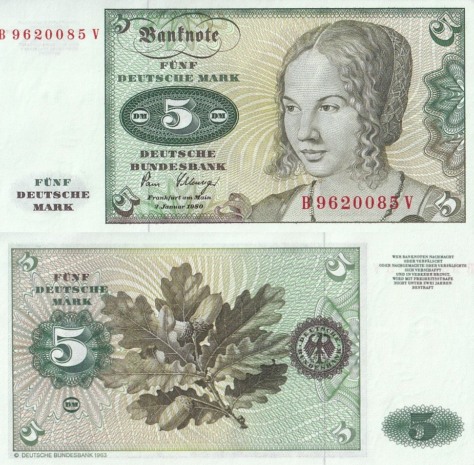 Germany 5 Deutsche Mark 1980 P 30b UNC