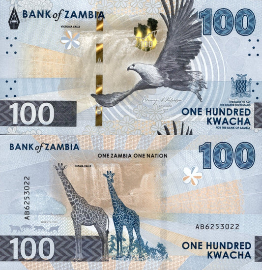 Zambia 100 Kwacha 2024 2025 P New Issue UNC