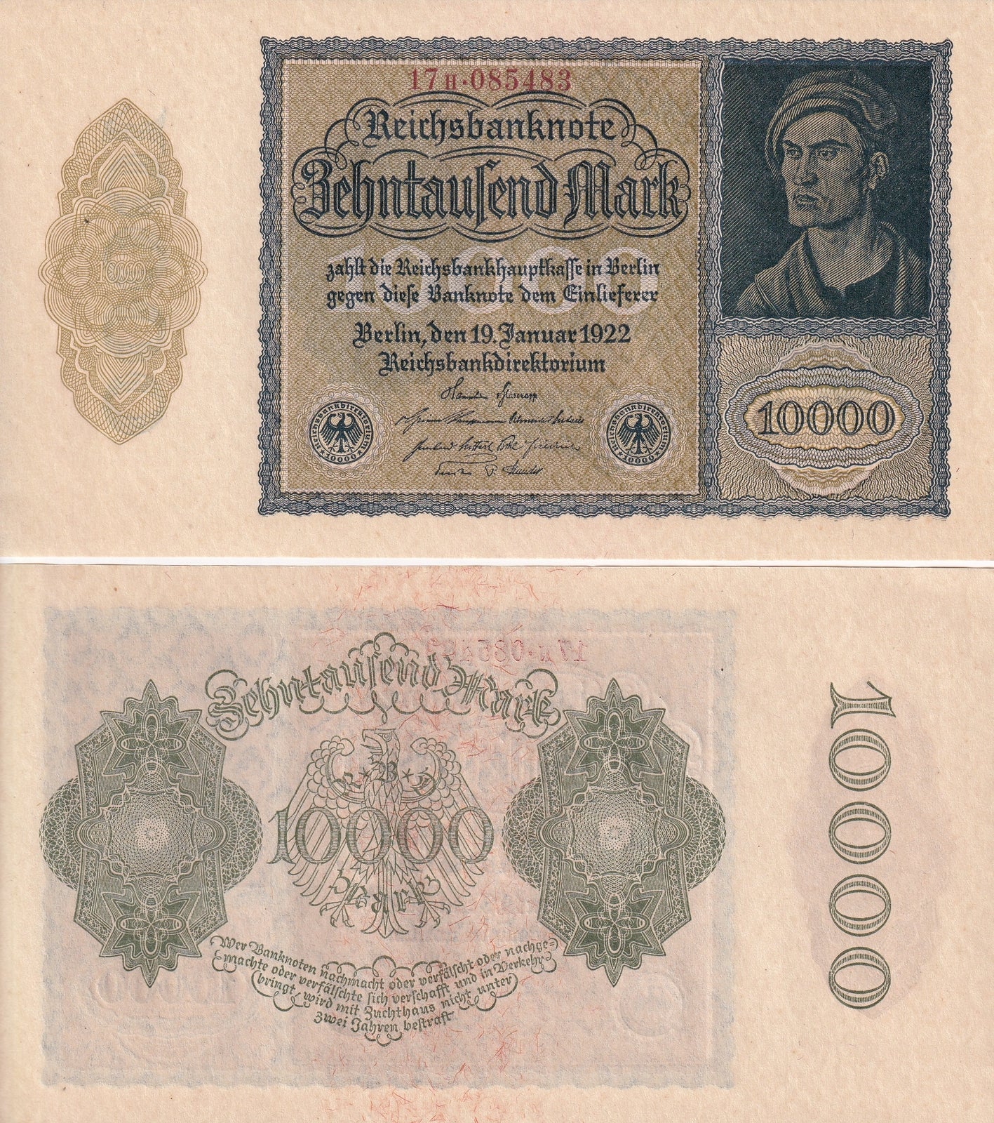 Germany 10000 Mark 1922 P 72 AU