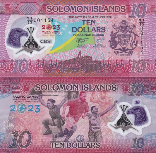 Solomon Islands 10 Dollars 2023 P 39 Polymer UNC Commemorative LOW S/N 00XXXX