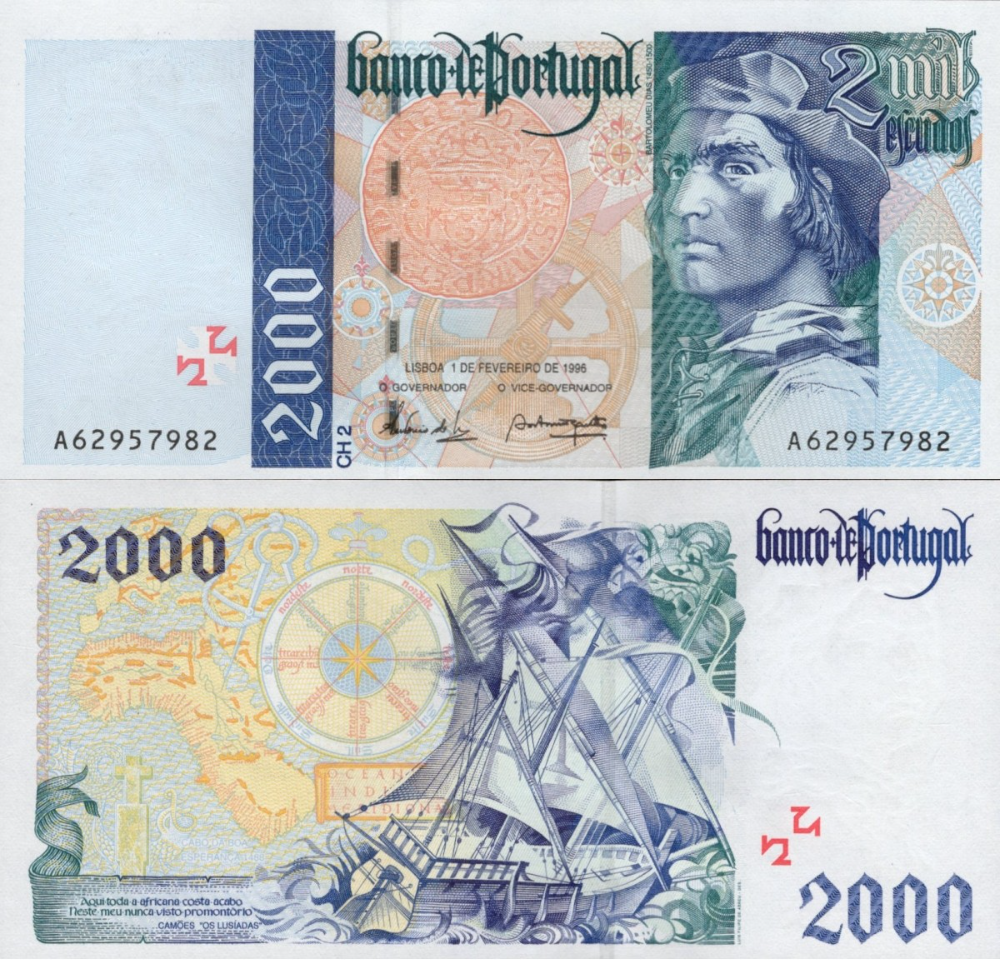Portugal 2000 Escudos 1996 P 189b Random Sign UNC