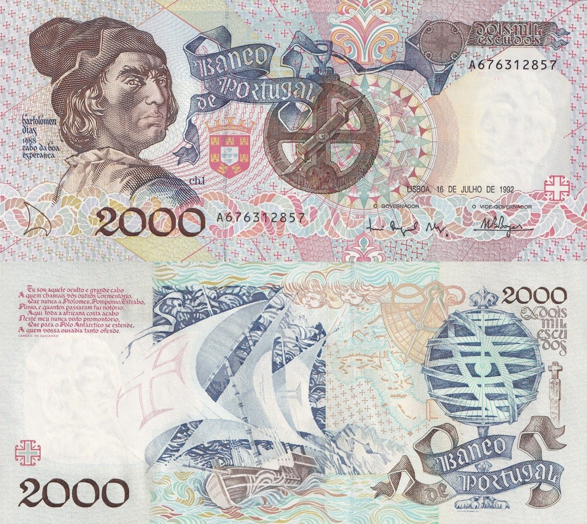 Portugal 2000 Escudos 1992 P 186 UNC