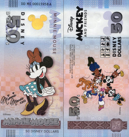 Disney Official Mickey Mouse & Frinds 50 Dollars 2025 Minnie Mouse UNC W/F