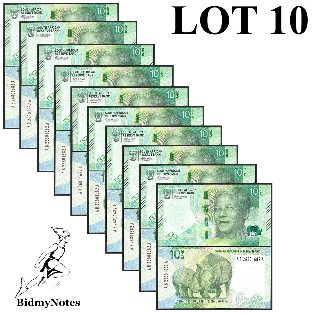 South Africa 10 Rand 2023 P 148 UNC Lot 10 pcs