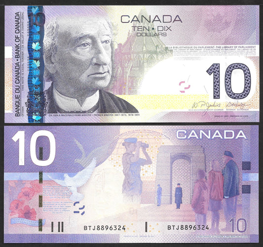 Canada 10 Dollars 2005 / 2007 P 102Ac BC-68a UNC