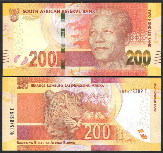 South Africa 200 Rand ND (2013-2016) P 142 Sign Kganyago Mandela UNC