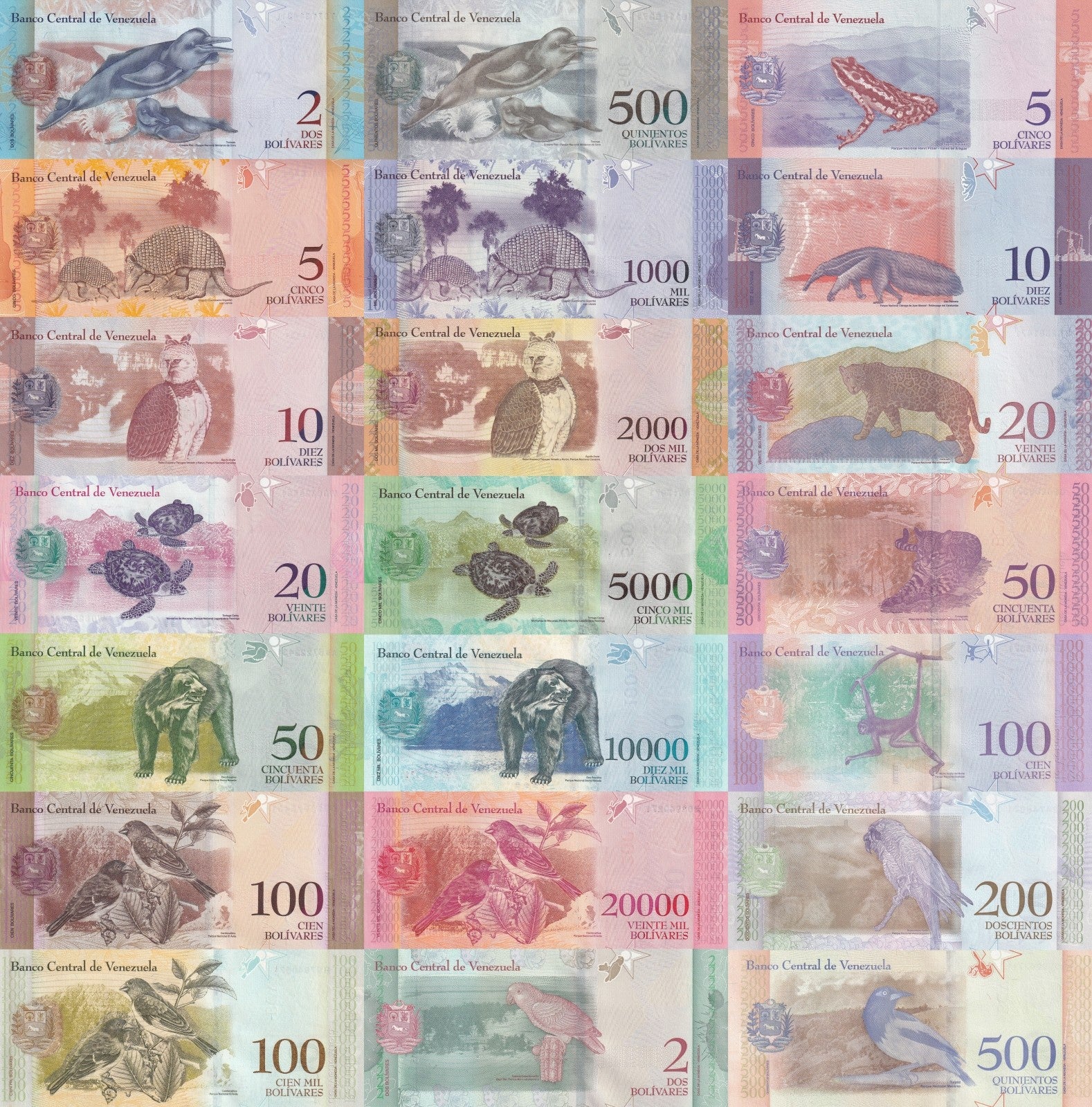 Venezuela 2-100000 Bolivares 2013-2018 P 88 89 90 91 92 93-108 UNC Set 21 pcs