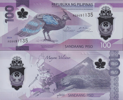 Philippines 100 Piso 2024 / 2025 P NEW Polymer UNC