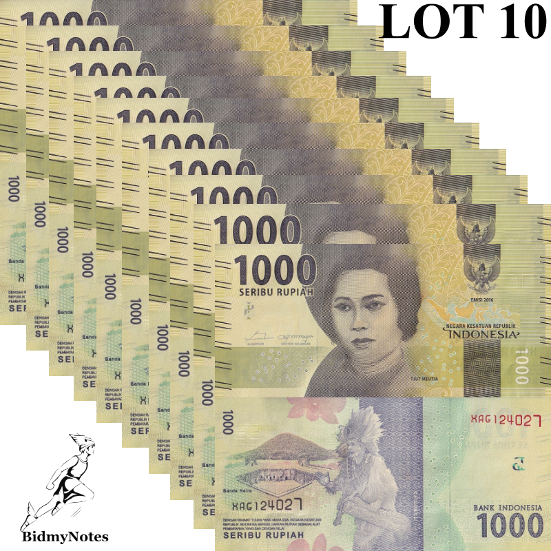 Indonesia 1000 Rupiah 2016/2018 P 154c(1) UNC 1/10  LOT 10 pcs