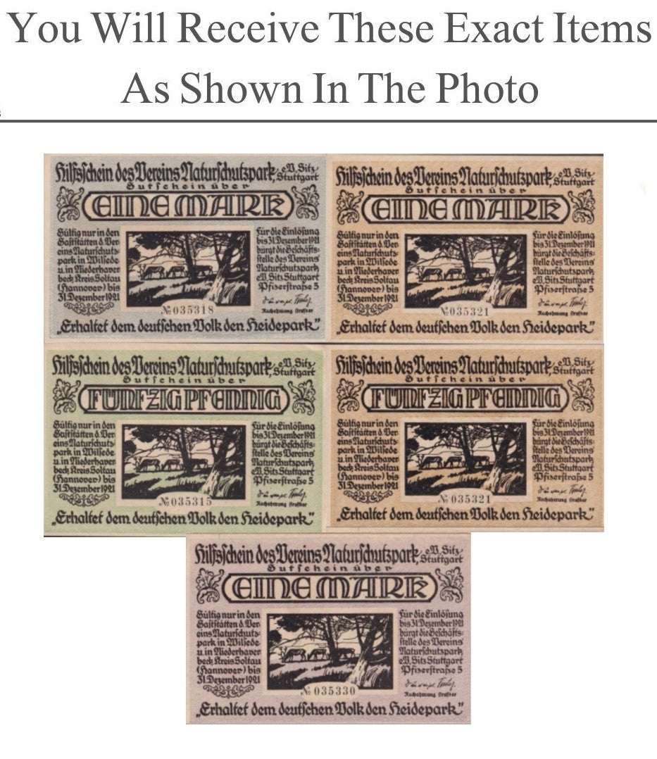 Germany Notgeld OHRDRUF 1/2 1 Mark 1921 Set 5 pcs