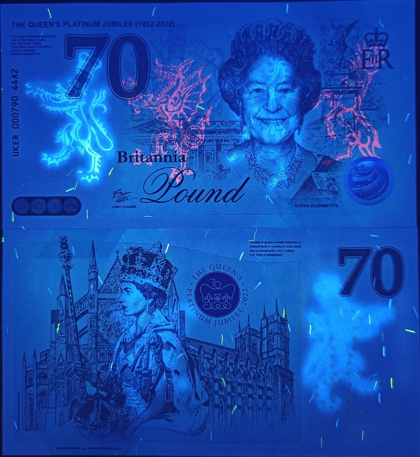 Great Britain UK TEST NOTE 2022 COMM. Queen Platinam Jubilee 70th Type A2 UNC