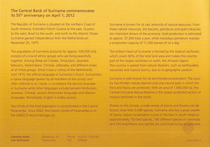 Suriname 50 Dollars 2012 P 167 Commemorative UNC W/ Folder