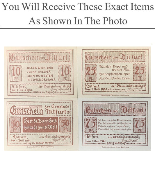 Germany Notgeld DITFURT 10 25 50 75 Pfennig 1921 Set 4 pcs