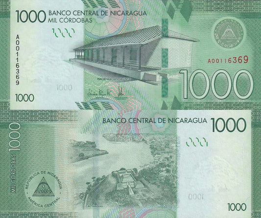 Nicargua 1000 Cordobas ND 2016 P 215 UNC
