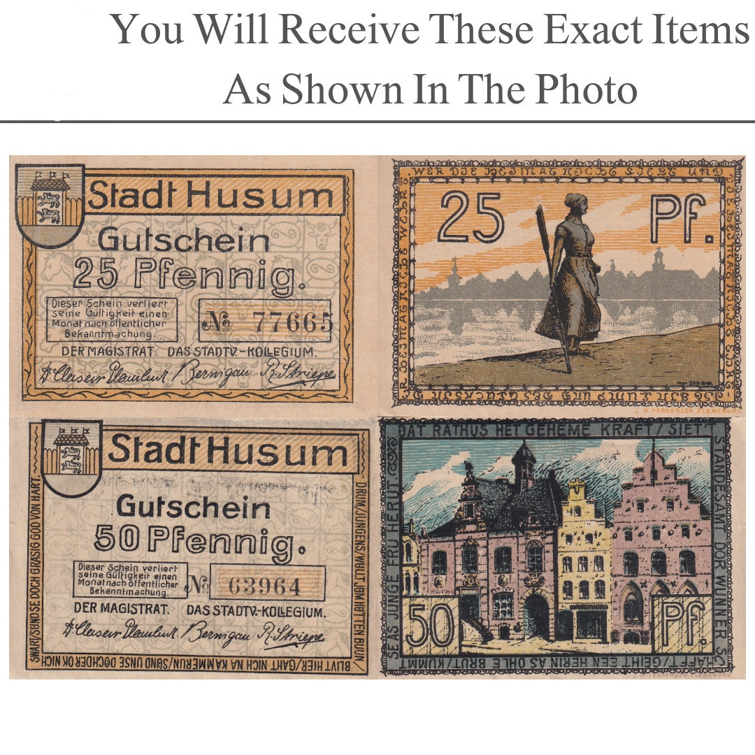 Germany Notgeld HUSUM 25 50 Pfennig Set 2 pcs
