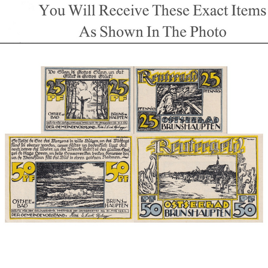 Germany Notgeld BRUNSHAUPTEN 25 50 Pfennig 1922 Set 2 pcs