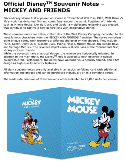 Disney Official Mickey Mouse & Frinds 100 Dollars 2025 Mickey Mouse UNC W/F