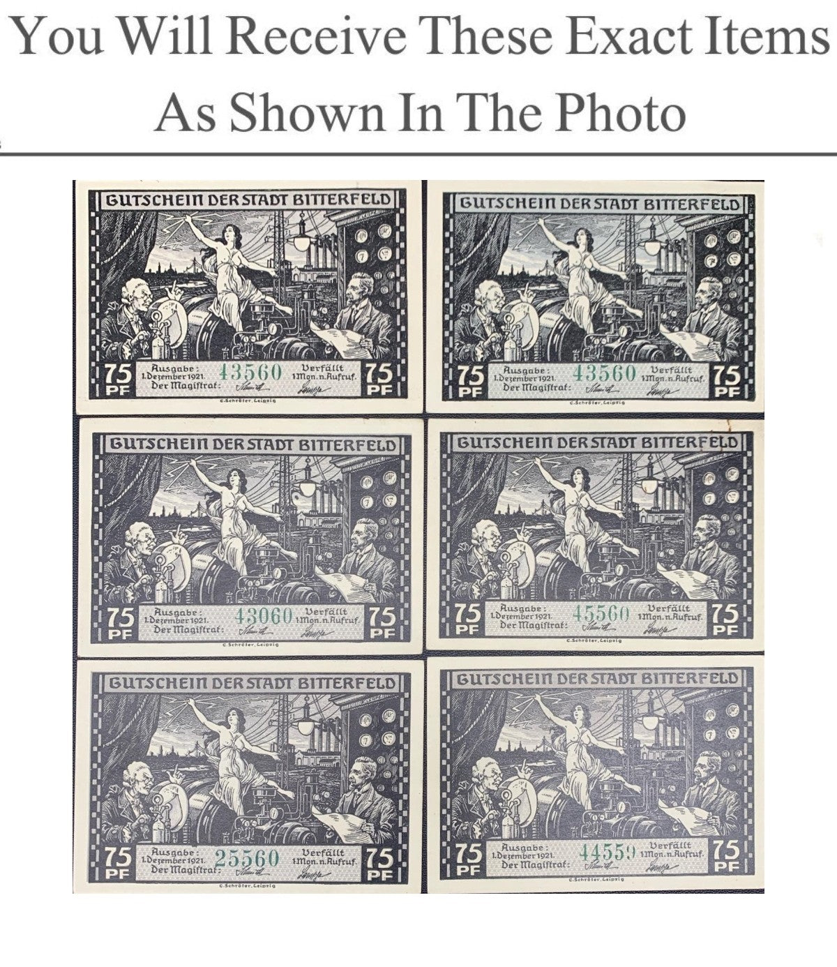 Germany Notgeld BITTERFELD 75 Pfennig 1921 Full Set 6 pcs
