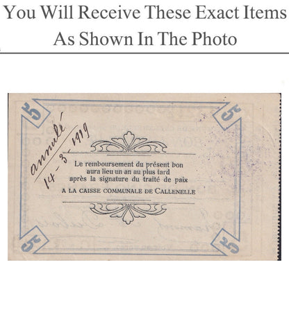 Belgium Notgeld CALLENELLE 5 Francs 1914