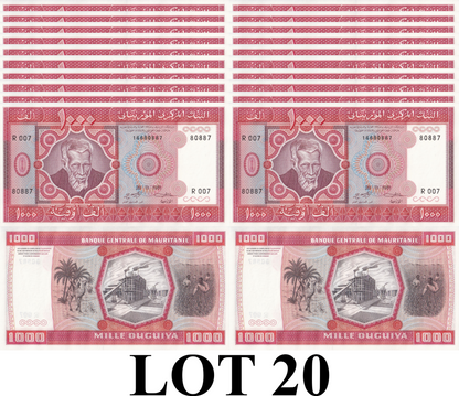 Mauritania 1000 Ouguiya 1981 2024 P 3D Unissued Camel & Factory UNC Lot 20 pcs