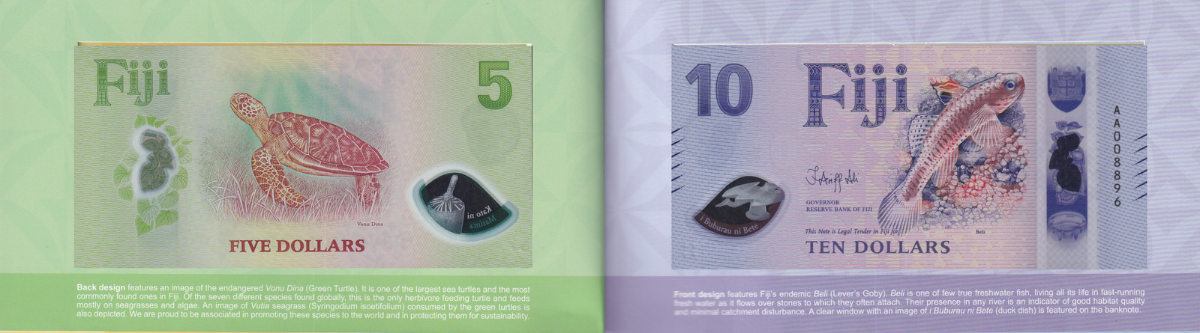 Fiji 5-100 $ 2026 P New Polymer Design UNC Set 5 pcs AA Prefix Match LOW S/N W/F