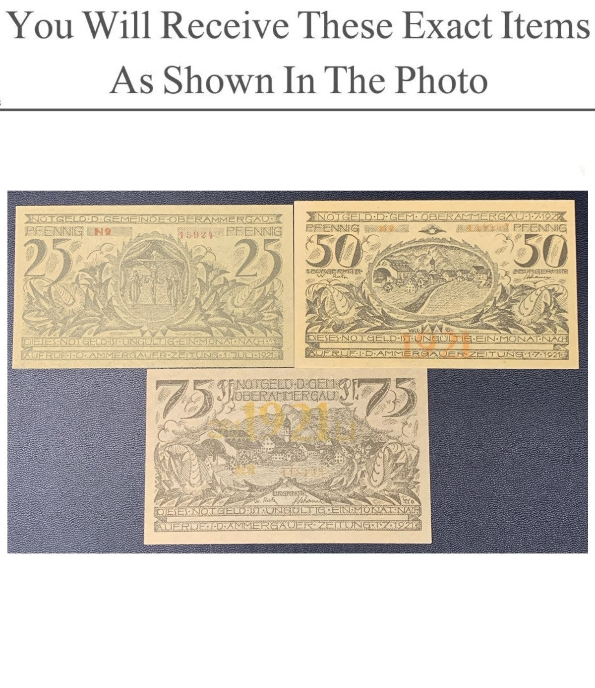 Germany Notgeld PFENNIG 25 50 75 Pfennig 1921 Full Set 3 pcs