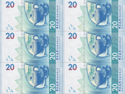 Hong Kong 20 Dollars 2018 P 348 UNC BOC Matching Repeater No. 946946 Set 6 pcs