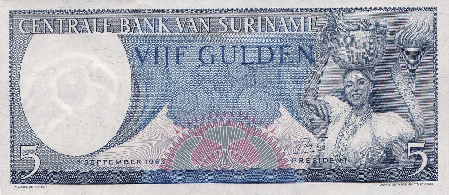 Suriname 5 Gulden 1963 P 120 UNC